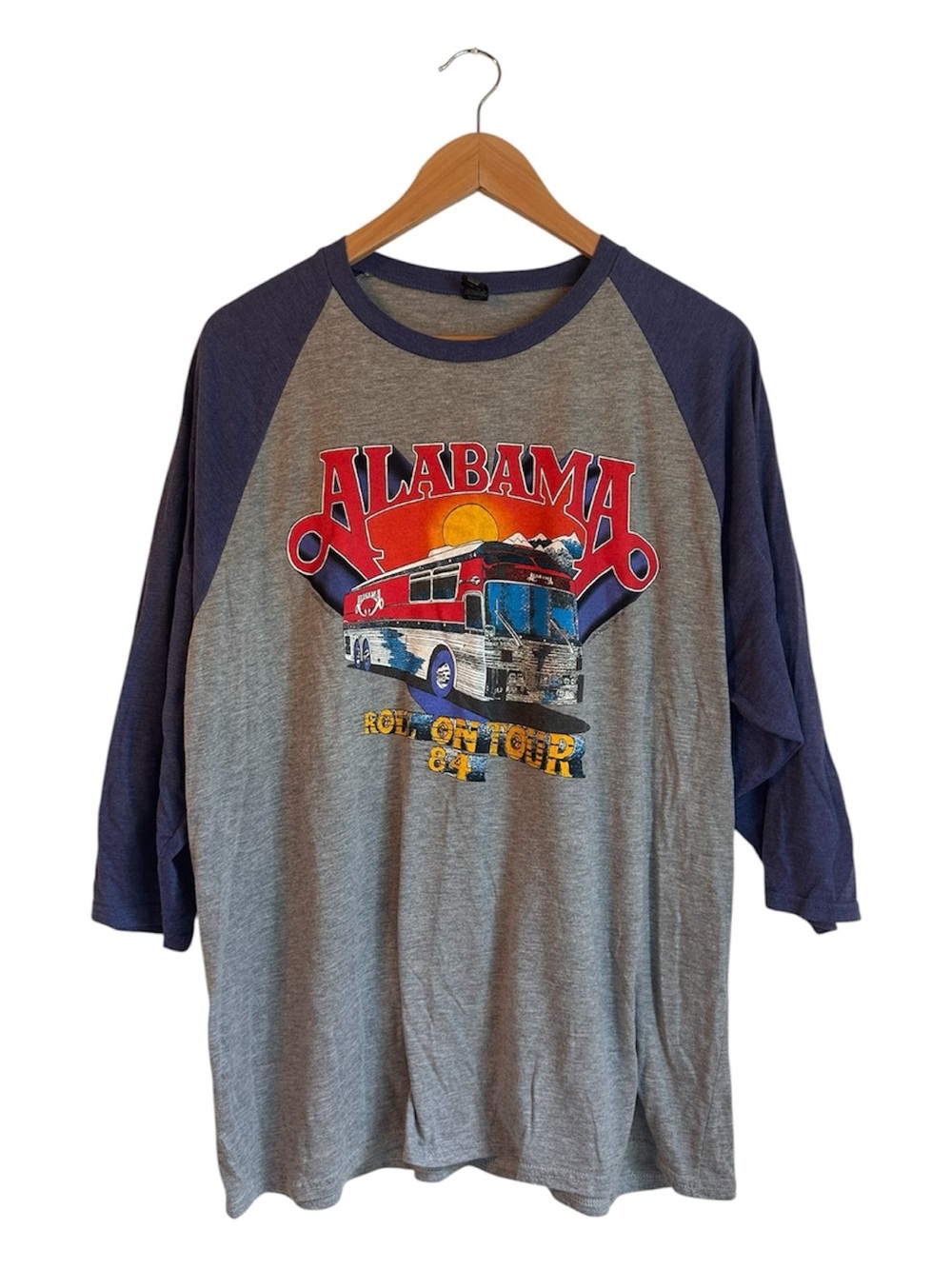 Alabama Roll On Tour 1984 Raglan Graphic Tee - Gray & Navy Size XL